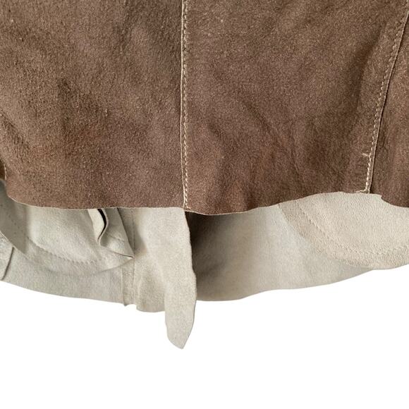 Freaky National Leather Cotton Lined Moto Biker Jacket Brown size small - Picture 5 of 11